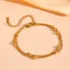 Cadena de eslabones con clip de venta caliente transfronteriza acero de titanio joyería multicapa el acero de titanio no se decolora traje de joyería apilado de cadena de eslabones con clip de tres capas