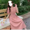 /Vestido Francés de Talla Grande con Escote en V Reductor de Edad para Mujer, Nuevo Diseño de Verano con Cintura Ceñida y Efecto Adelgazante, Vestido Largo
