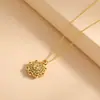 Nuevo Colgante de Girasol Mandala Estilo Chino para Mujer, Collar Hueco de Filigrana con Diamantes Chapado en Oro, Cadena de Clavícula Vintage