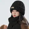Gorro de Invierno para Mujer Set de Bufanda de Invierno Estilo Coreano Moderno Cálido Tejido de Punto de una Sola Capa Cálido Versátil Gorro de Lana Británico A prueba de Viento
