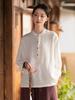 Ropa de Algodón y Lino Original para Mujer Verano Nuevo Estilo Chino Retro Estilo Buda Zen Práctica Jersey Top Camiseta de Ramio Lavado a la Arena para Mujer