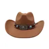 Sombrero de Vaquero Unisex Transfronterizo Minoría Étnica Corazón de Tíbet Borde Enrollado 19.5cm Sombrero de Fieltro con Diseño de Cabeza de Vaca Cuadrada