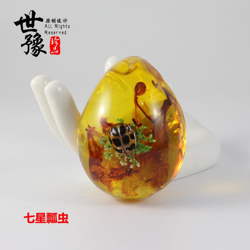 琥珀虫珀吊坠挂件 真昆虫蝎子蝴蝶标本蜜蜡吊坠 速卖通