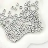 Cuentas de acrílico con letras del alfabeto inglés cuadradas plata antigua DIY pulsera de cuentas hecha a mano collar accesorios de joyería material