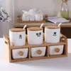 Juego Creativo de Tarros de Cerámica para Condimentos para Cocina del Hogar, Juego de Seis Piezas de Doble Capa Estilo Japonés de Botellas para Condimentos y Salero