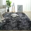 Tapete de cabeceira de pelúcia popular da Internet, tapete de mesa de centro com tie-dye para sala de estar, tapete fofo para quarto de menina