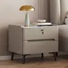 Mesita de noche de madera maciza pizarra cuero lujo ligero, uso doméstico simple, almacenamiento moderno de gama alta para dormitorio, modelo pequeño nuevo