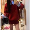 Conjunto de Punto Casual Urbano para Mujer 2025 Otoño e Invierno Nuevo Estilo Camisa de Rayas Cuello Patchwork Top y Falda Conjunto de Dos Piezas