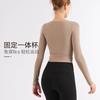 Roupas de Yoga Justas para Primavera e Verão, Bojo Fixo, Secagem Rápida, Manga Longa, Treinamento de Corrida, Fitness, Slim Fit, Gola Quadrada, Top Esportivo