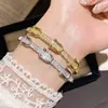 Pulsera Exquisita Versátil de Zirconia Cúbica Completa Transfronteriza Europea y Americana Diseño Simple Pulsera de Zirconia Nicho de Alto Grado Temperamento Joyería de Mano para Mujeres