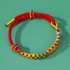2026 Novo Bracelete de Nó Flor de Pessegueiro Tecido à Mão Estilo Chinês, Corda Multicolorida Estilo Étnico, Corda Vermelha do Deus da Riqueza de Cinco Vias