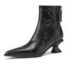 Botines Negros de Tacón Bajo para Mujer 2026 Otoño Temprano e Invierno Nuevos Retro Francés Nicho Punta Fina Tacón Gatito Botines Cortos Botas Ajustadas para Mujer