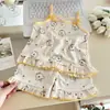 Elemento Lindo Verano Elegante Delgado Conjunto Muestra Floral Camisola de Niñas Princesa Perezoso Nuevo Sin Mangas Dibujos Animados