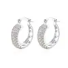 Moda Lujo Ligero Nuevos Exquisitos Pendientes Pequeños de Cobre Completamente Diamantados Aro Versátil Puños de Oreja Franceses Super Brillantes de Temperamento para Mujeres