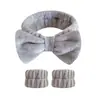 Set de Tres Piezas de Diadema y Muñequeras para Lavado Facial con Lazo de Mariposa, Diadema Resistente al Agua para Lavado Facial, Venta al por Mayor