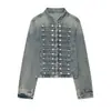 Chaqueta de Mezclilla Elegante Casual de Manga Larga con Cuello Redondo Estilo Europeo y Americano Transfronterizo 2026 Nueva Moda para Mujer 0695274