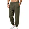 Pantalones jogger de hombre de color liso con textura estilo americano para otoño, pantalones deportivos largos casuales para hombre con cintura elástica y cordón