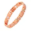 Pulsera Magnética de Diamantes de Hoja Popular de Amazon Transfronteriza Cobre Rojo Antiguo Cepillado Ajustable Pulsera de Pareja Pulsera