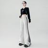 Pantalones de Campana Americanos de Tres Barras para Mujer Primavera y Verano Nuevos de Cintura Alta con Caída Aspecto Adelgazante Algodón Chino Deportivos de Longitud Completa Herradura Casuales