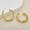 Pendientes de Moda Europeos y Americanos Transfronterizos de Temperamento, Pendientes Tridimensionales en Forma de C, Superficie Ancha Hueca, Completos de Diamante, Brazaletes para Orejas, Lujo Ligero, Sensación de Gama Alta, Joyería para Orejas
