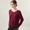 Suéter de punto para mujer de otoño e invierno, cuello en V, seda y cachemira, corte holgado y ajustado, suéter de punto liso versátil