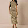 Vestido de Punto Rayado Europeo y Americano Transfronterizo, Falda Lápiz Ajustada, Estilo de Comercio Exterior Otoño 2026, Elegante Vestido Largo sin Mangas