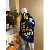 Roupas com Capuz Distintas de Rua Moletom com Capuz Solto Fofo Celebridade da Internet Suéter com Capuz Feminino Estampado de Alta Qualidade College