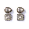 Pendientes Colgantes Geométricos Cuadriláteros de Aleación Incrustados con Pedrería, Moda Retro Elegante Exquisita Transfronteriza para Mujer, Versátiles para el Uso Diario