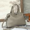 Bolsa de Ombro de Couro Bovino de Primeira Camada Natural para Mulheres, Almofada de Grande Capacidade, Bolsa Carteiro, Bolsa Tote Versátil com Zíper, Couro Genuíno Macio