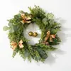 Corona de Navidad para Amazon transfronteriza con cedro artificial y lazo, corona de decoración navideña, se puede hacer DIY