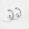 Pendientes de Aro en Forma de C para Mujer, Inspirados en el Diseño Europeo y Americano, Estilo Lujo Ligero, Incrustados con Circonita, Pendientes Retro Versátiles
