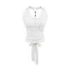 Top Regata Sexy Sem Costas com Strass e Gola Halter para Mulheres com Alça Interna Ajustada e Alça Traseira