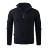 Suéter Pulóver de Medio Cierre para Hombre Primavera/Otoño 2026 Estilo Coreano Juvenil Moderno Casual Versátil Cuello Alto Tejido Capa Base