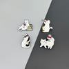 Insígnia de Metal Gato de Desenho Animado Broche Criativo de Gato Branco Versátil Acessórios para Bolsa Roupas Pequenos Presentes para Amigos