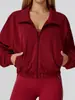 Chamarra deportiva con cremallera de estilo europeo y americano, corte holgado, para mujer, top deportivo corto para correr, manga larga, adelgazante
