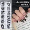 Mini taladro para uñas de 12 rejillas, color con forma de cristal de champán, cristal, destello, fondo plano, taladro, accesorios para uñas, venta al por mayor