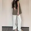 Preciosos Conjuntos de Verano que No Chocan con Otros Estilos, Conjunto de Dos Piezas de Chaleco sin Mangas y Pantalones Color Café Estilo Coreano, Nuevo Modelo 2026