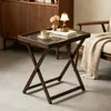 Mesa Lateral de Té Ultradelgada, Mesita de Noche, Estante de Almacenamiento, Carrito Móvil Estilo Vintage, Sofá Estilo Francés, Mesa Lateral para Sala de Estar, Mesa de Centro