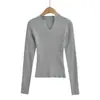 Fs637-25 Novo Estilo de Inverno Estilo Europeu e Americano Estilo Blogger Ins Sexy Sexy Decote V Profundo Manga Longa Slim Malha Tricô