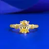 Anel Mujing Jewelry S925 Prata Banhado a Ouro Oval 6*8mm Diamante Amarelo Sorte Anel Simples Feminino Anel