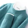 Nova Camisa Base Grossa 100% Lã Outono/Inverno 2024 para Homens, Suéter de Tricô Jacquard, Suéter Quente de Lã com Gola Redonda para Homens, Transfronteiriço