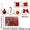 Conjunto de caixa de presente de Natal com pequenas bolas de Natal, pingentes de laço, decorações de árvore de Natal e enfeites de bengala de doce de plástico