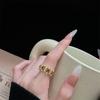 Anel Aberto Dourado Fashion com Gota de Esmalte Esmeralda Zircônia Esmalte Personalizado Acessível Luxo High-End Retrô Anel Feminino