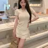 Top de Malha Simples Gola Polo Botões Manga Curta Estilo Coreano, Verão Slim Fit, Fashion, Versátil, Top Curto para o Trabalho