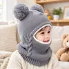 Conjunto de gorro y bufanda de invierno de venta caliente transfronteriza para niños, gorro con orejeras forrado de polar para bebés y gorro de una pieza tejido para niños