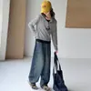 Sudadera con Capucha de Rayas Falsa de Dos Piezas para Niñas, Otoño y Primavera 2026, Nuevo Conjunto de Moda Estilo Coreano con Jeans de Pierna Ancha
