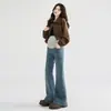 Jeans con Forro Polar de Maternidad Pantalones de Maternidad Otoño e Invierno Nuevos Gruesos con Forro Polar Ajustados Acampanados Pantalones Micro-Acampanados