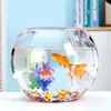 [Envío Directo Individual] Acuario Pequeño de Oficina Vidrio Transparente Engrosado Tanque de Tortuga Sala de Estar Escritorio del Hogar Forma Redonda