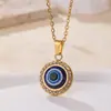 Collar con Colgante Ojo del Diablo Incrustado de Diamantes de Acero Inoxidable Cadena para Clavícula Joyería de Moda Turca de Venta Caliente Transfronteriza