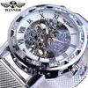 T-WINNER Reloj de Hombre Winner Moda Casual Clásico Popular Diamantes de Imitación Calado Malla con Reloj Mecánico Manual